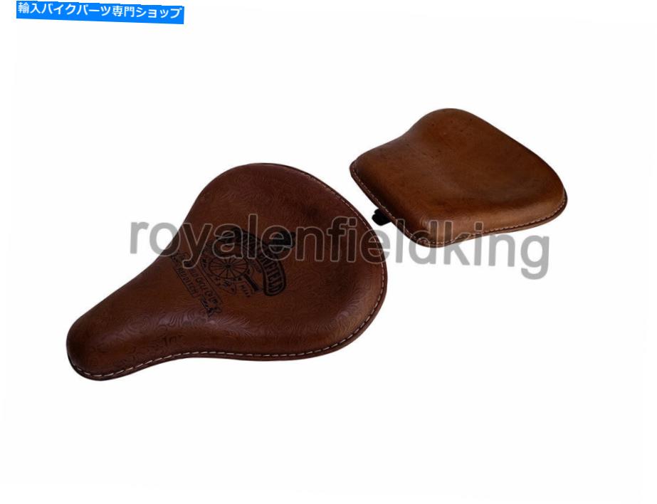 Seats クラシック350cc 500ccロイヤルエンフィールドブラウンのためのフロント＆リアシート Classic 350cc 500cc Engraved Leather Front & Rear Seat For Royal Enfield Brown【並行輸入品】