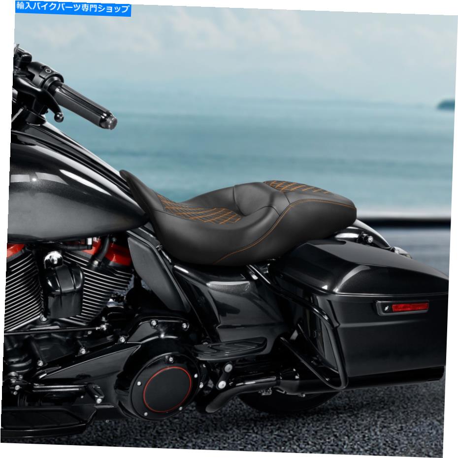 Seats ハーレーストリートグライドにフィットする2つのドライバーの助手席09-22オレンジステッチ Two Up Driver Passenger Seat Fit For Harley Street Glide 09-22 Orange Stitching【並行輸入品】｜Us Custom Parts Shop USDM 75,444円