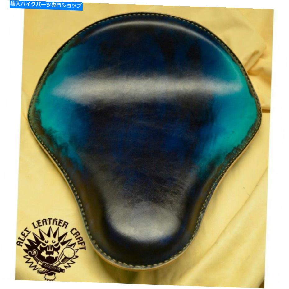 Seats ボブバーチョッパーカスタムレザーハンドメイドソロシート「クレイジーブームブルー」XS/1 Bobber Chopper Custom leather handmade Solo Seat \