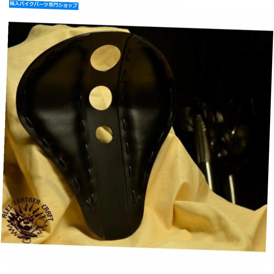 Seats ボバーチョッパーカスタムレザーハンドメイドソロシート「トリニティブラック」サイズs Bobber Chopper Custom leather handmade Solo Seat \