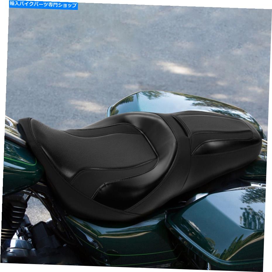 Seats ハーレーエレクトラロードグライド2009-2023にフィットするブラックドライバーの助手席クッションフィット Black Driver Passenger Seat Cushion Fit For Harley Electra Road Glide 2009-2023【並行輸入品】