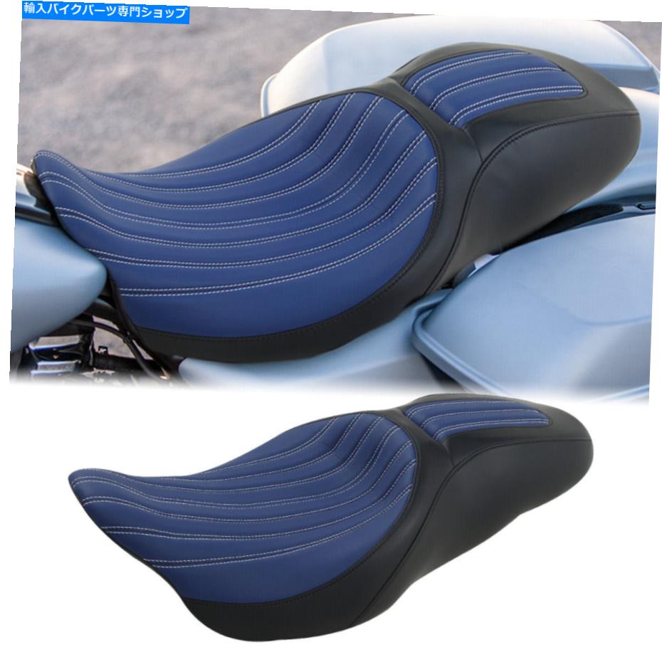 Seats ブルードライバーの乗客のピリオンシートハーレーツーリングCVOロードグライド09-22に適しています Blue Driver Passenger Pillion Seat Fit For Harley Touring CVO Road Glide 09-22【並行輸入品】