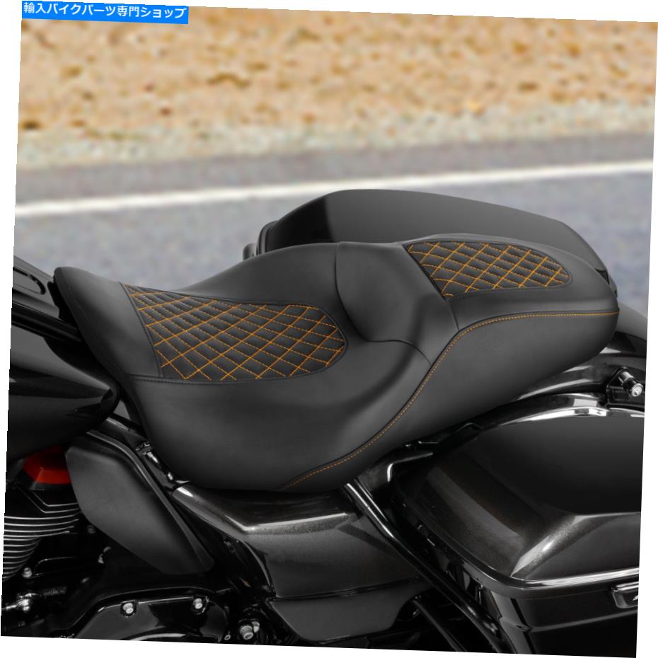 Seats ハーレーツーリングロードキングに適したオレンジステッチドライバーの助手席 Orange Stitching Driver Passenger Seat Fit For Harley Touring Road King 09-21【並行輸入品】
