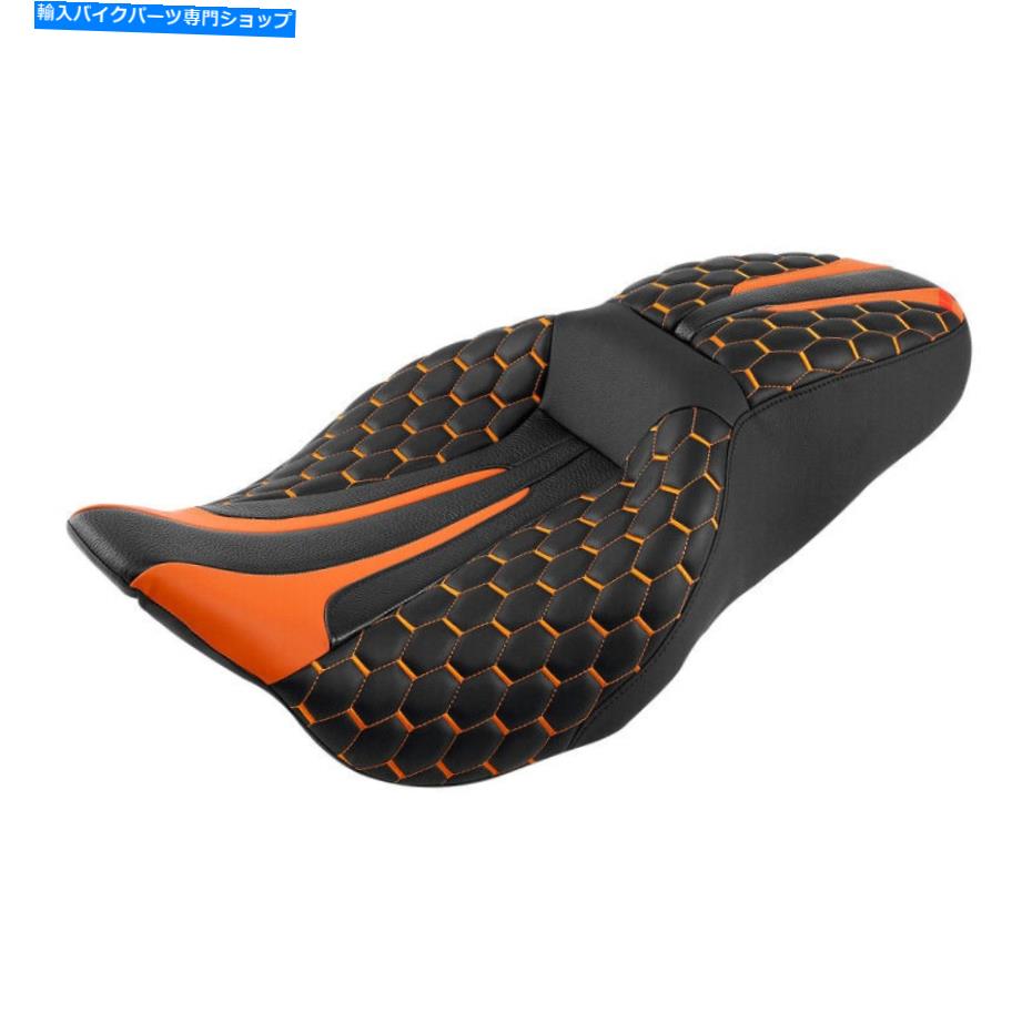 Seats ハーレーツーリングストリートグライド2009-2022に適したオレンジブラックドライバーの助手席 Orange Black Driver Passenger Seat Fit For Harley Touring Street Glide 2009-2022【並行輸入品】