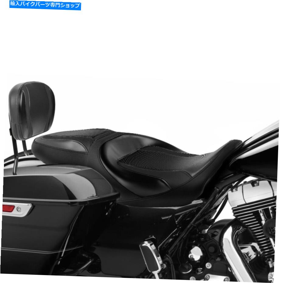 Seats ドライバー助手席＆シシーバーバックレストパッドハーレーロードグライドにフィット09-21 Driver Passenger Seat & Sissy Bar Backrest Pad Fit For Harley Road Glide 09-21【並行輸入品】