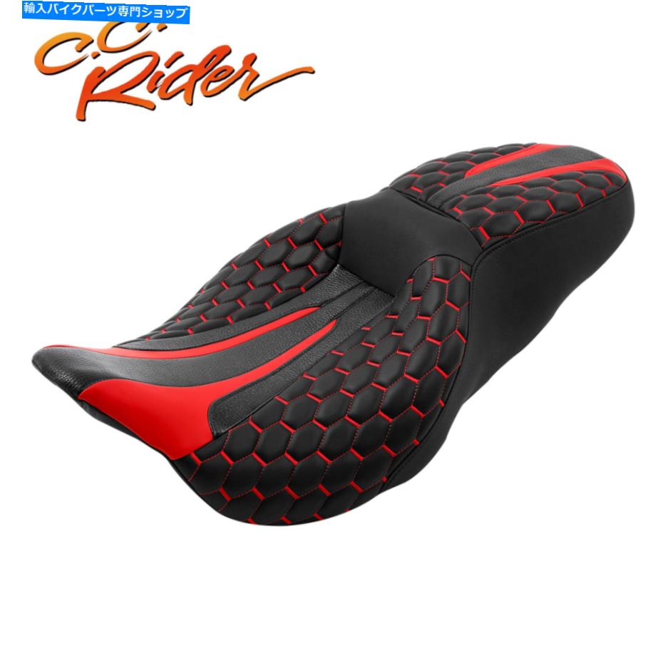 Seats C.C.ハーレーツーリングロードキンググライドに適したライダードライバーと助手席 C.C. RIDER Driver&Passenger Seat Fit For Harley Touring Road King Glide 09-Up【並行輸入品】