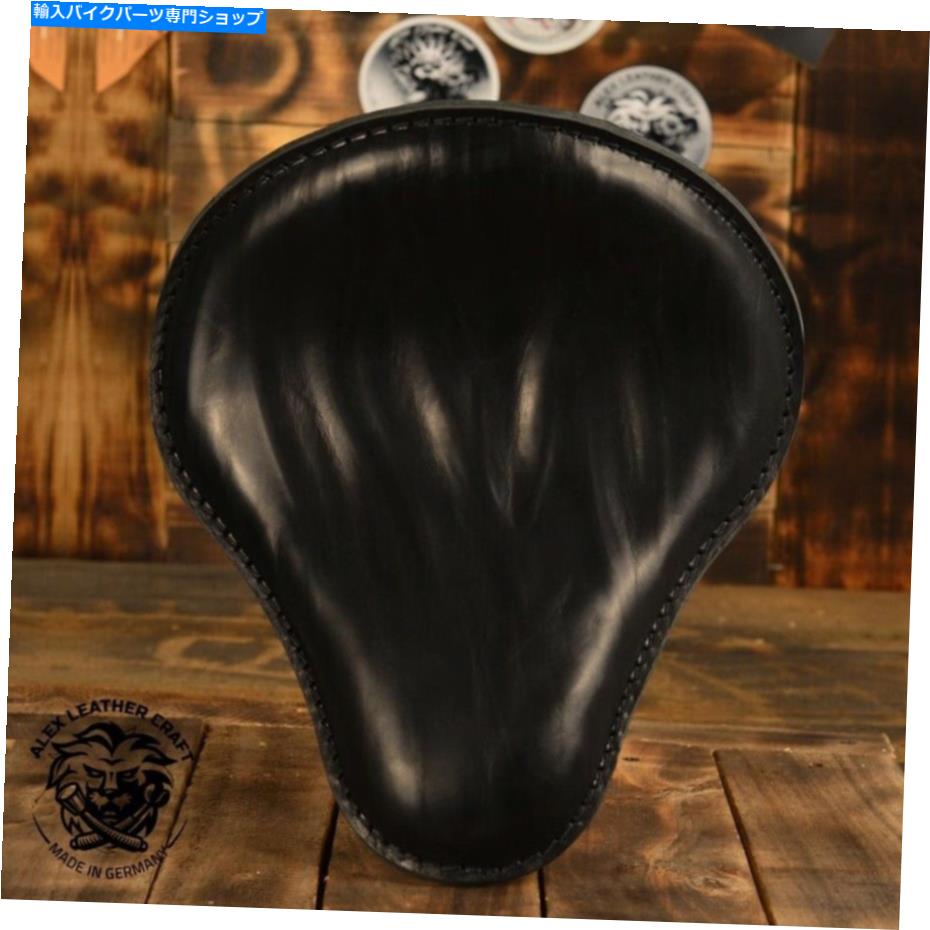 Seats ボブバーチョッパーカスタムレザーハンドメイドソロシート「リンクルブラック」サイズXS/1 Bobber Chopper Custom leather handmade Solo Seat \