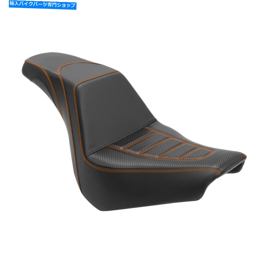 Seats ブラック+オレンジドライバーの助手席ハーレーソフトアイルストリートボブFXBB 18-22に適しています Black+Orange Driver Passenger Seat Fit For Harley Softail Street Bob FXBB 18-22【並行輸入品】