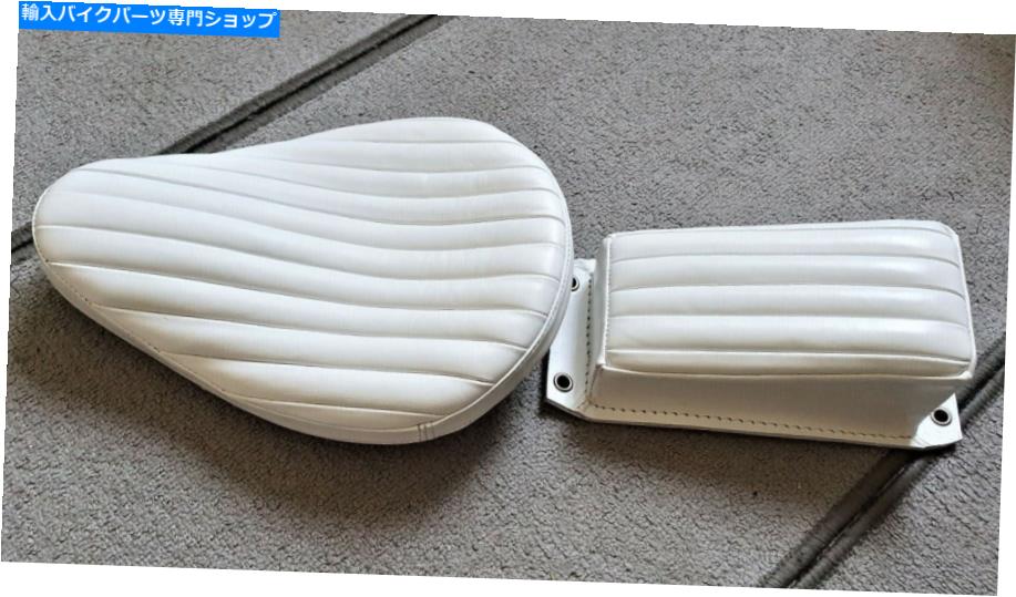Seats オートバイ用のタックアンドロールベイツスタイルシートリアルレザーホワイト +パッド Tuck And Roll Bates Style Seat For Motorcycles Real Leather White + Pad【並行輸入品】