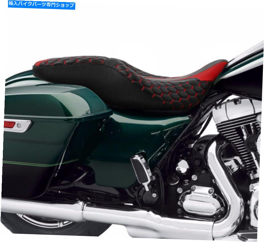 Seats ハーレーツーリングエレクトラグライド09-22 10に適したブラックレッドドライバーと助手席 Black Red Driver & Passenger Seat Fit For Harley Touring Electra Glide 09-22 10【並行輸入品】