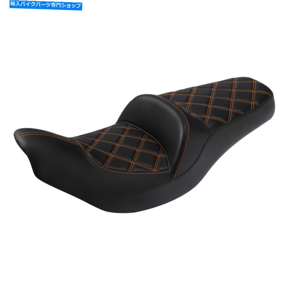 Seats インド族長2014-2022ブラック+オレンジに適した2つのドライバーと助手席 Two-Up Driver & Passenger Seat Fit For Indian Chieftain 2014-2022 Black+Orange【並行輸入品】