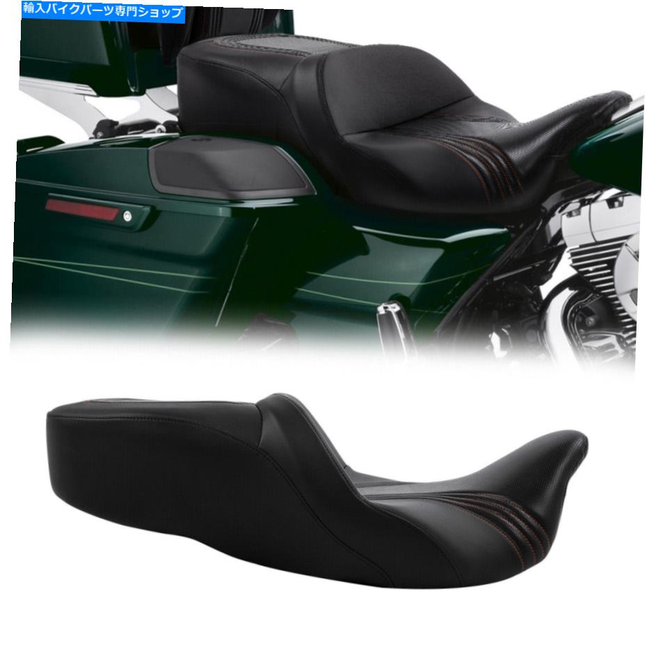 Seats ハーレーストリートグライドにフィットするオレンジステッチライダードライバーの助手席09-22 Orange Stitching Rider Driver Passenger Seat Fit For Harley Street Glide 09-22【並行輸入品】