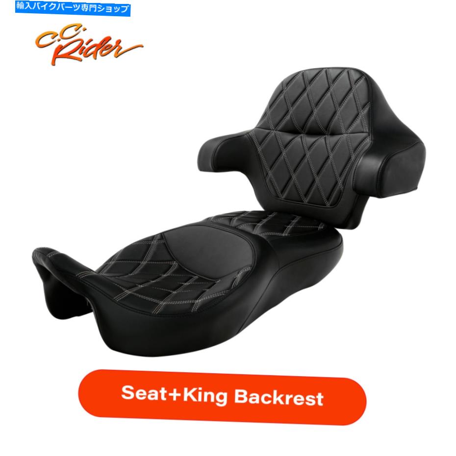 Seats C.C.ライダー2アップシート+キングバックレストパッドハーレーツーリングロードキング14-upにフィット C.C. RIDER Two-Up Seat+King Backrest Pad Fit For Harley Touring Road King 14-Up【並行輸入品】