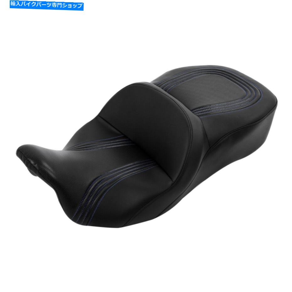 Seats ハーレーツーリングロードキンググライドに適した青いステッチドライバーの旅客席09-23 Blue Stitches Driver Passenger Seat Fit For Harley Touring Road King Glide 09-23【並行輸入品】