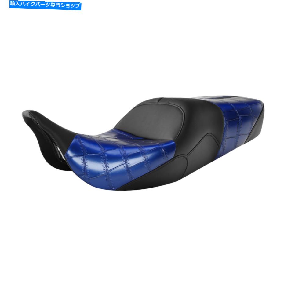 Seats ハーレーロードキングに適した手作りのドライバー乗客2UPシート09-22ブラック+ブルー Handcrafted Driver Passenger 2Up Seat Fit For Harley Road King 09-22 Black+Blue【並行輸入品】