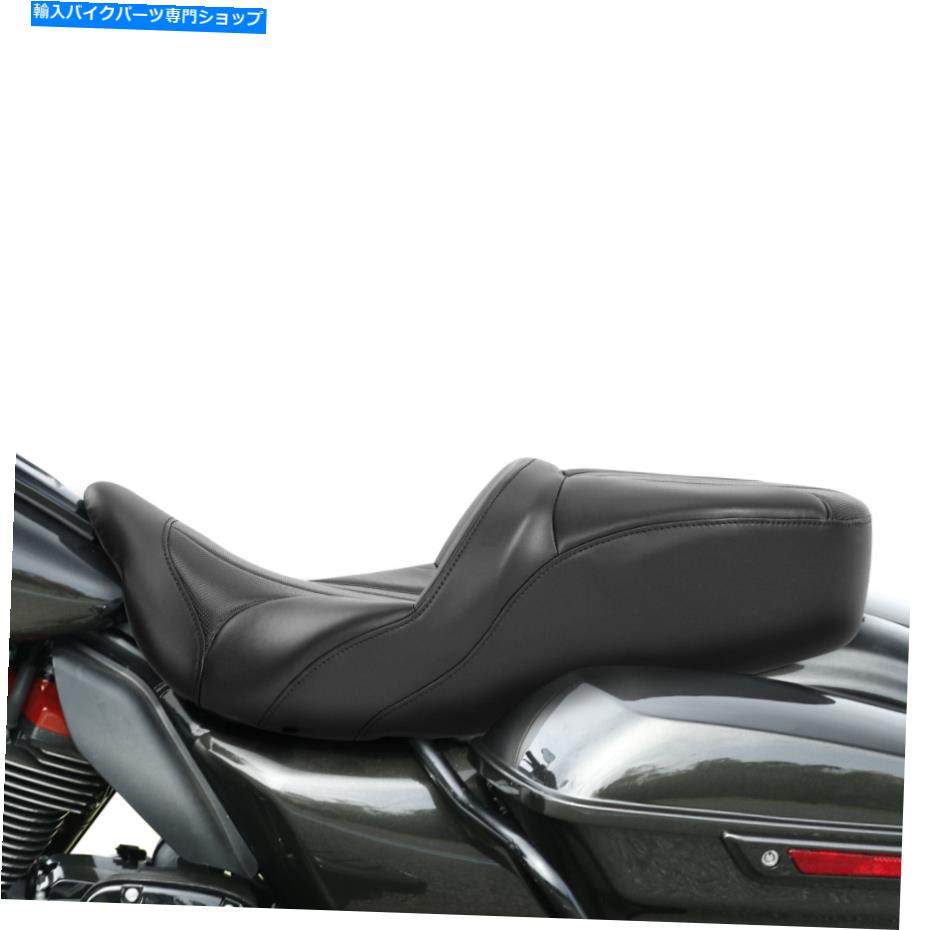 Seats ハーレーロードキングに適したブラックドライバーの乗客2アップシート09-22 PUレザー Black Driver Passenger Two Up Seat Fit For Harley Road King 09-22 PU Leather【並行輸入品】