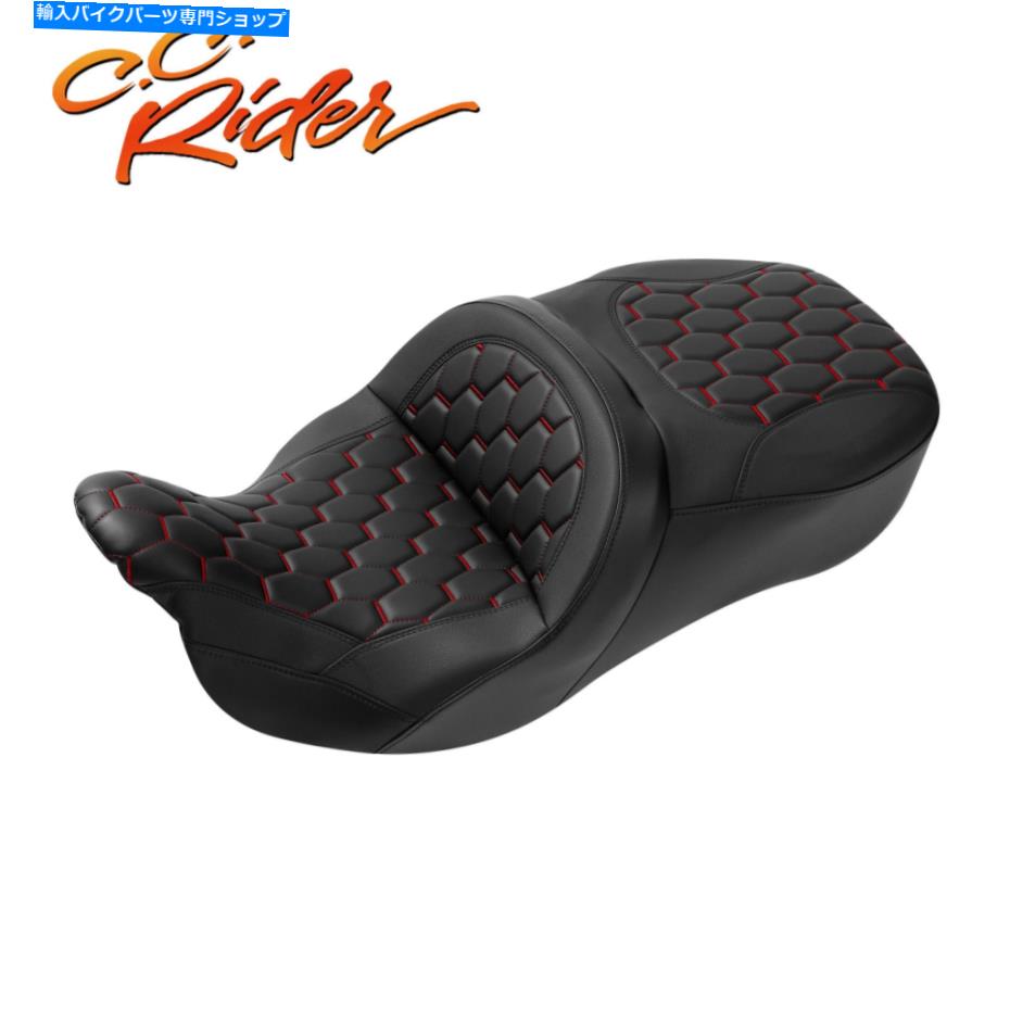 Seats C.C.ハーレーツーリングロードストリートグライドに適したライダードライバーと助手席 C.C. RIDER Driver & Passenger Seat Fit For Harley Touring Road Street Glide 09+【並行輸入品】