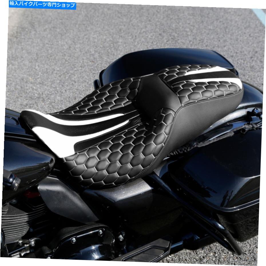 Seats ハーレーロードキングストリートグライドにフィットするブラック+ホワイトドライバーの助手席09-22 19 Black+White Driver Passenger Seat Fit For Harley Road King Street Glide 09-22 19【並行輸入品】