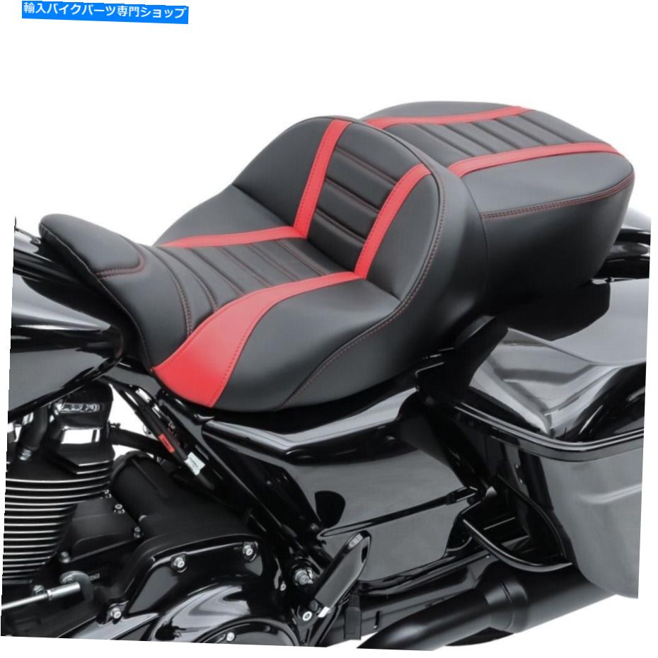 Seats ハーレーツーリングのためのオートバイシートTG3ドライバーと乗客09-21 BLK-RED Motorcycle seat TG3 driver and passenger for Harley Touring 09-21 blk-red【並行輸入品】