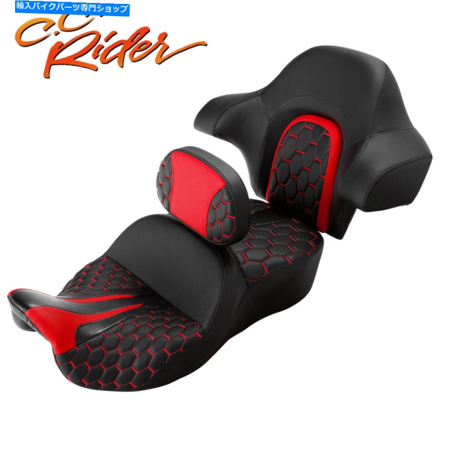 Seats C.C.ライダードライバーの助手席+ハーレーエレクトラグライドロードキングにフィット C.C. RIDER Driver Passenger Seat+Backrest Fit For Harley Electra Glide Road King【並行輸入品】