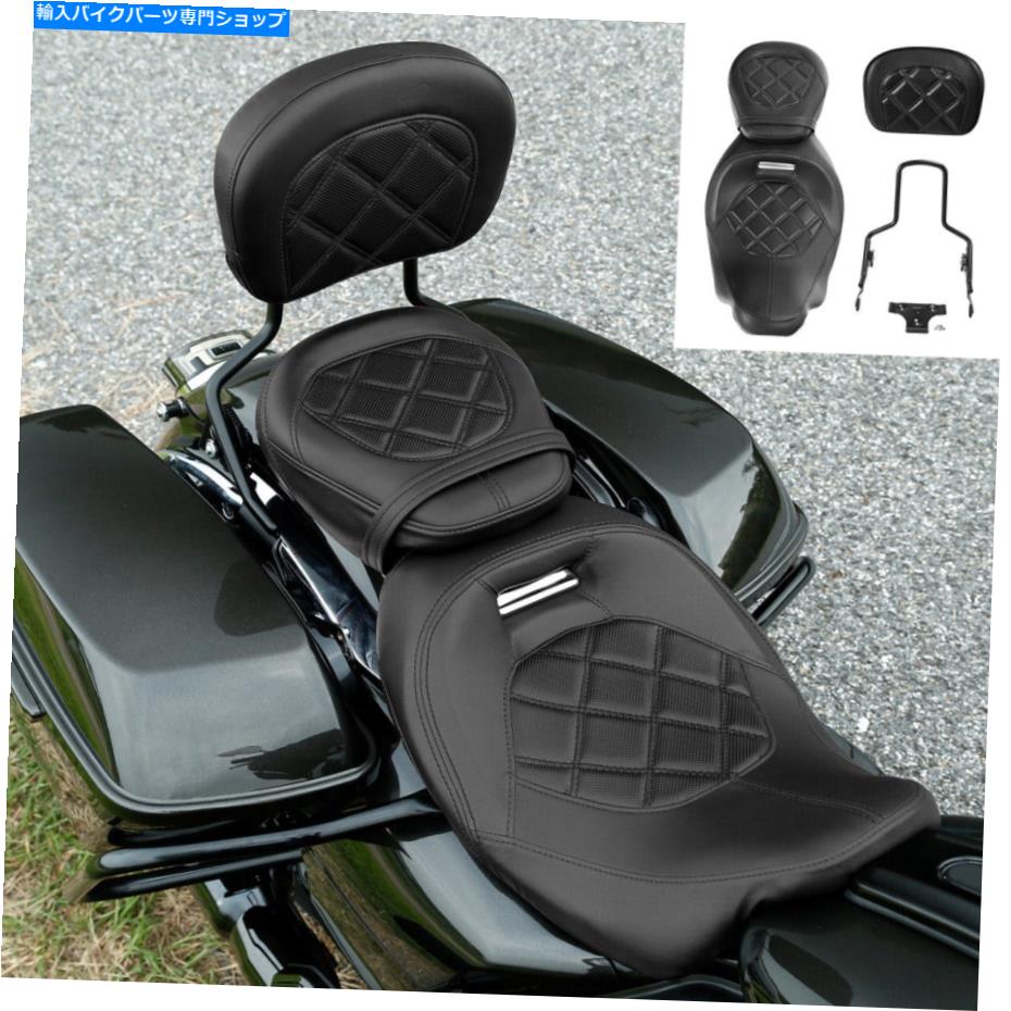 Seats ドライバー乗客2アップシート＆パッドシシーバーフィットハーレーツーリング2009-2022 Driver Passenger 2 Up Seat & Pad Sissy Bar Fit For Harley Touring 2009-2022【並行輸入品】