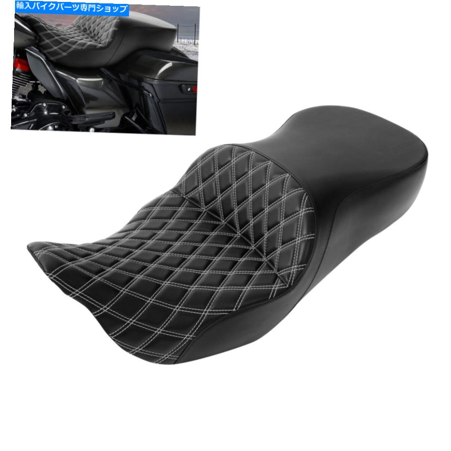 Seats ハーレーツーリングロードキングに適したドライバー助手席クッション09-upブラック+ホワイト Driver Passenger Seat Cushion Fit For Harley Touring Road King 09-UP Black+White【並行輸入品】