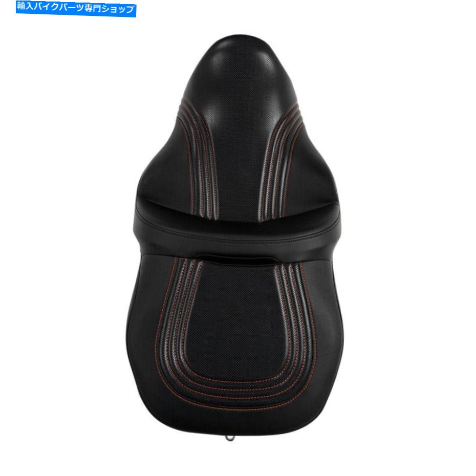 Seats ブラック+オレンジドライバーとハーレーツーリングロードキングにぴったり2009-2022 Black+Orange Driver & Passenger Seat Fit For Harley Touring Road King 2009-2022【並行輸入品】