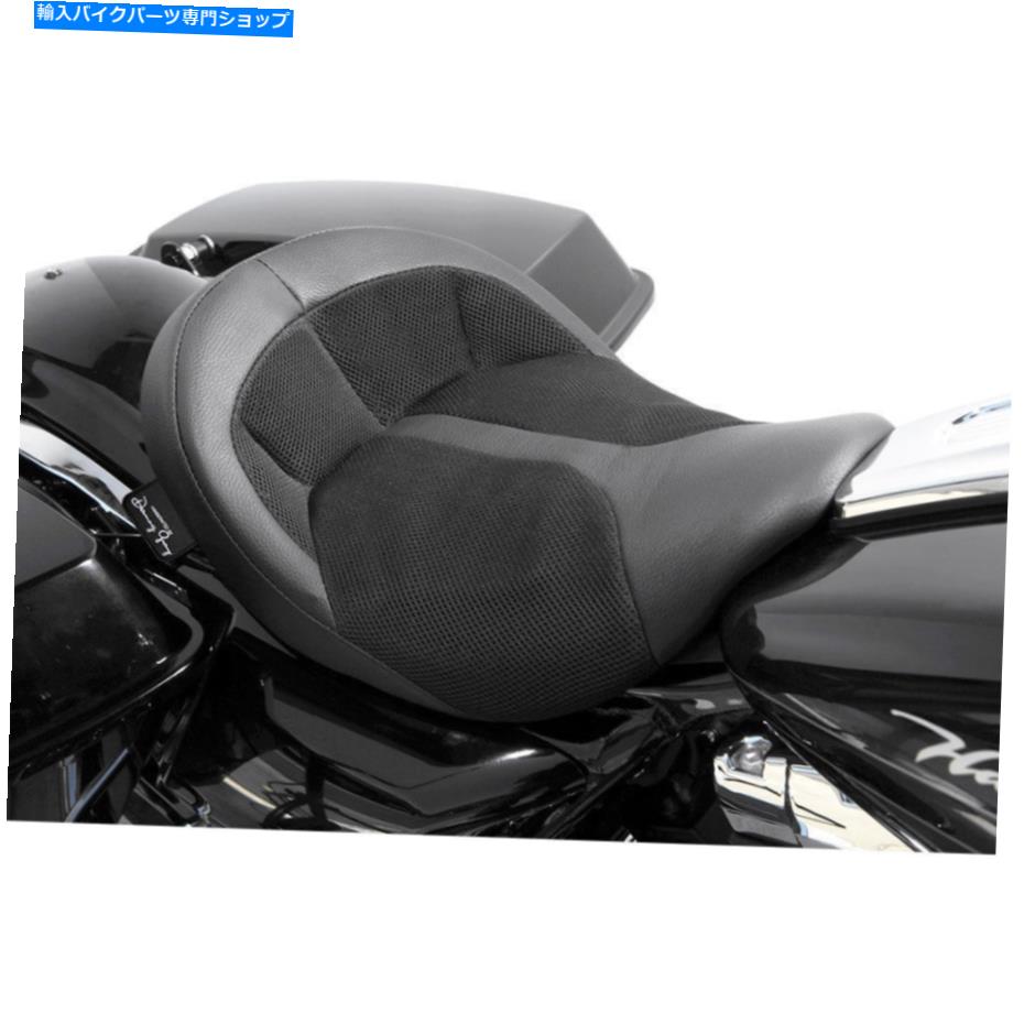 Seats 2008-16ハーレーツーリングモデルのダニーグレイブラックレザービッグストソロエアシート Danny Gray Black Leather BigIST Solo Air Seat for 2008-16 Harley Touring Models【並行輸入品】