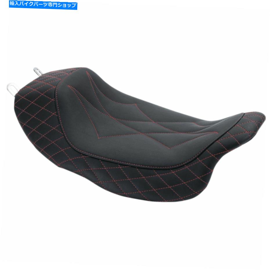 Seats マスタングモーターサイクル製品はソロシートを呼びます-Diamond -Red Stitched 75130AB MUSTANG MOTORCYCLE PRODUCTS REVERE SOLO SEAT - DIAMOND - RED STITCHED 75130AB【並行輸入品】｜Us Custom Parts Shop USDM