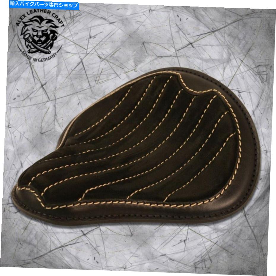 Seats ボブバーチョッパーカスタムソロシート「グロス＆ベルベットハンド縫製ブラック＆ベージュ」サイズm Bobber Chopper Custom Solo Seat \