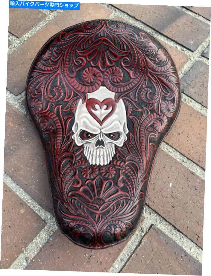 Seats 100％ハンドツールとステッチのボバ、チョッパーシート。頭蓋骨とフィリグリー 100% Hand Tooled And Stitched Bobber, Chopper Seat. Filigree With Skull【並行輸入品】