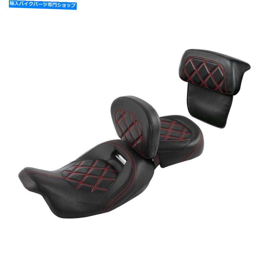 Seats ハーレーツーリング14-laterに適したバックレスト付きブラックレッドドライバーと助手席 Black Red Driver & Passenger Seat w/Backrest Fit For Harley Touring 14-Later【並行輸入品】｜Us Custom Parts Shop USDM