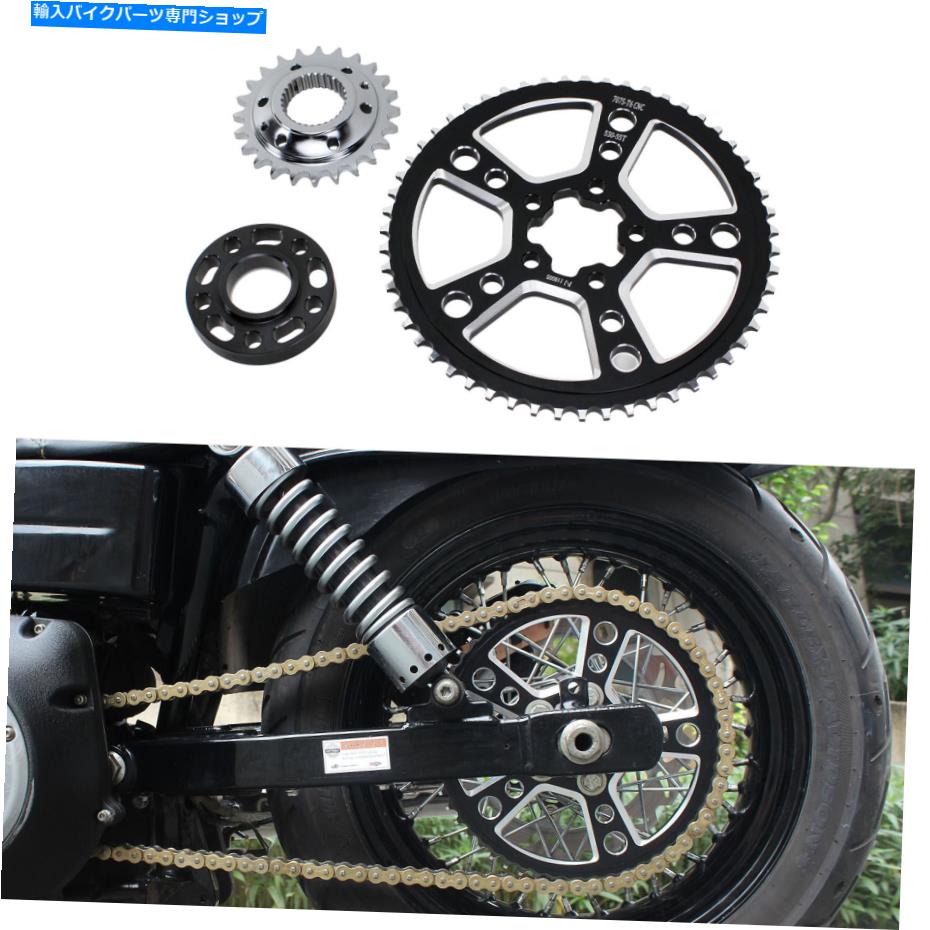 Brake Disc Rotors ハーレーデイビッドソン6スピードソフトイルズダイナ07 flh用のソリッド530チェーン変換キット Solid 530 Chain Conversion Kit for Harley Davidson 6 Speed Softail Dyna 07 FLH【並行輸入品】