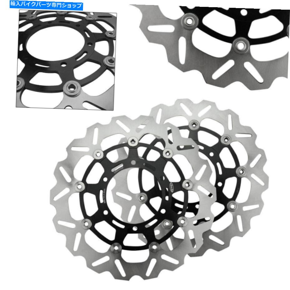 Brake Disc Rotors フロントブレーキディスクローターブラックフィットスズキ2009-11 GSXR1000＆2008-11 GSXR600/750 Front Brake Discs Rotors Black Fit Suzuki 2009-11 GSXR1000 & 2008-11 GSXR600/750【並行輸入品】