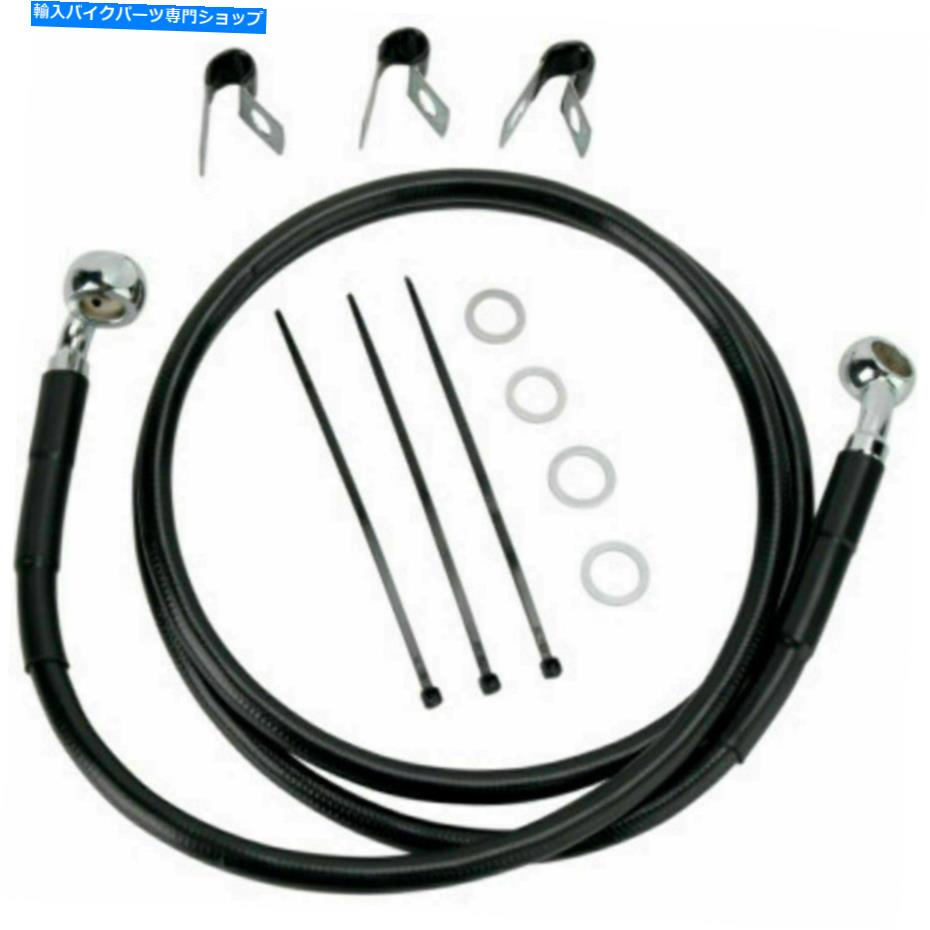 Hoses ハーレーデビッドソンFLST 2000-07標準長ブラックビニールフロントブレイクラインキットドット Harley Davidson FLST 2000-07 Standard Length Black Vinyl Front Brakeline Kit DOT【並行輸入品】