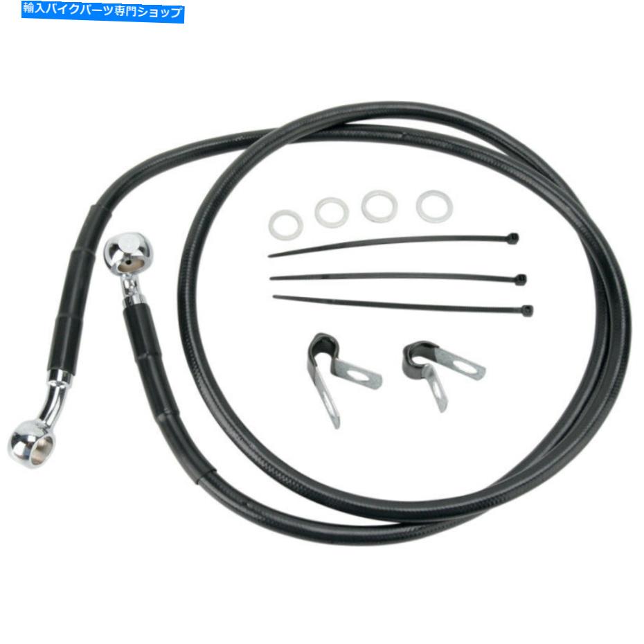 Hoses ドラッグフロント拡張+6ブラックビニールブレーキラインハーレー99-07 FXST Drag Front Extended +6 Black Vinyl Brake Line for Harley 99-07 FXST【並行輸入品】