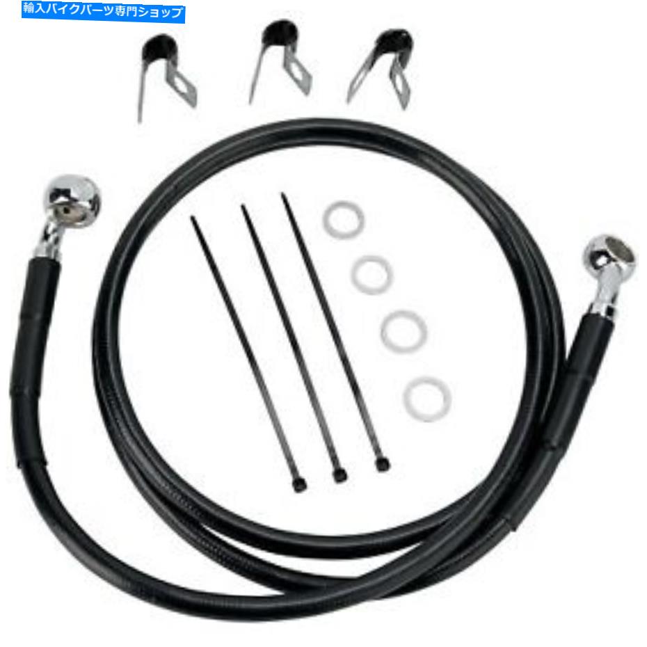 Hoses ドラッグスペシャリティ-660214 -BLK-標準の長さフロントステンレススチールブレーキライン Drag Specialties - 660214-BLK - Standard Length Front Stainless Steel Brake Line【並行輸入品】