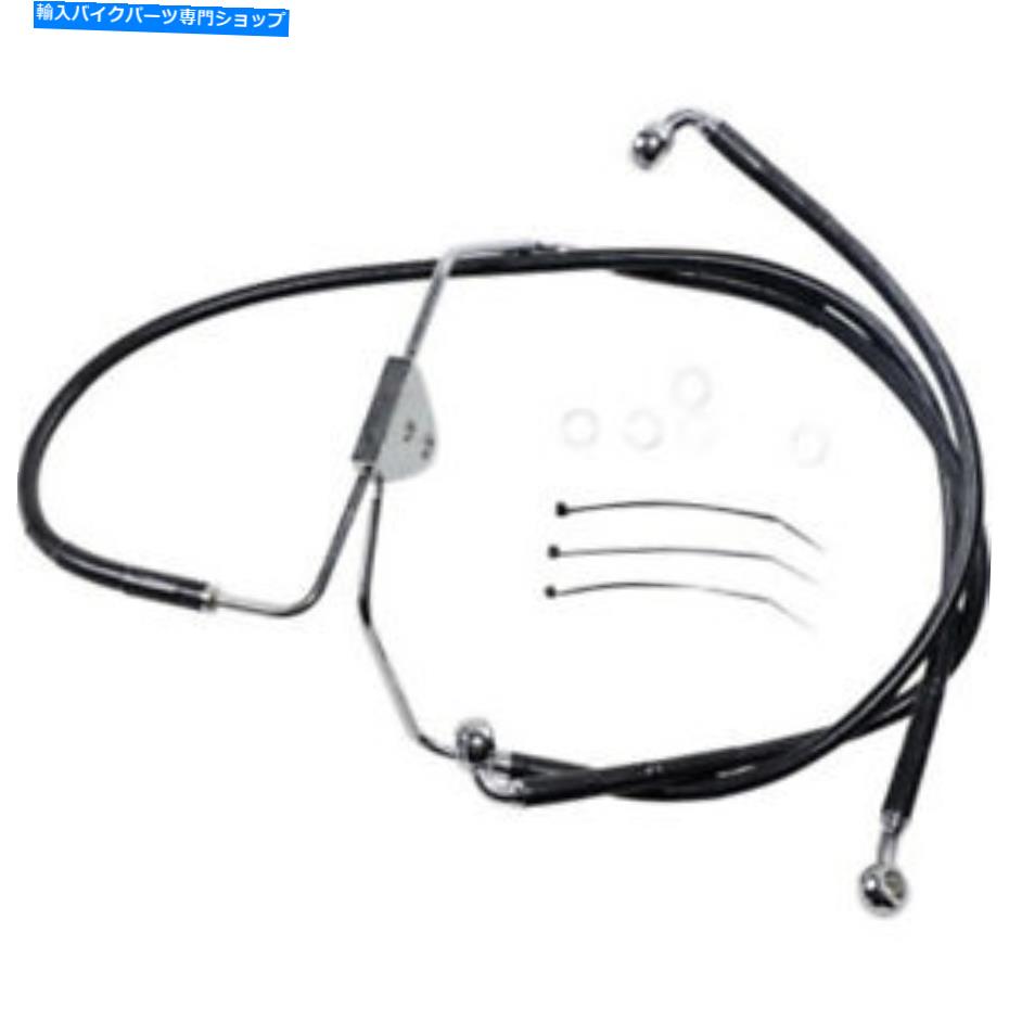 Hoses +2拡張ストック長ブラックビニール上部下部ブレーキラインハーレーツーリング08-13 +2 Extended Stock Length Black Vinyl Upper Lower Brake Line Harley Touring 08-13【並行輸入品】