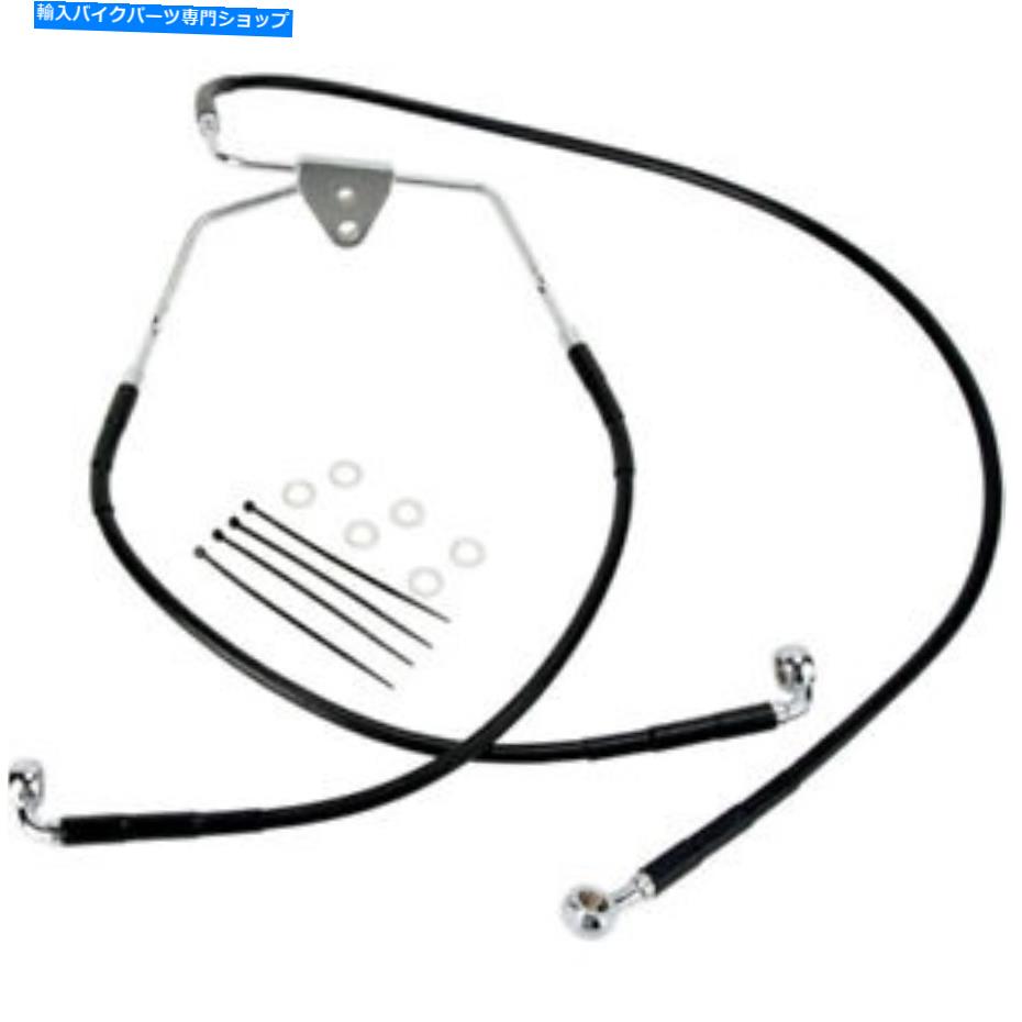 Hoses ドラッグフロント拡張+8ハーレーのブラックビニールブレーキライン96-07 FLHT/FLHX Drag Front Extended +8 Black Vinyl Brake Line for Harley 96-07 FLHT/FLHX【並行輸入品】