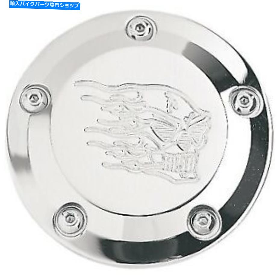 Engine Covers ジョーカーホットヘッドフレーミングスカルクロムタイマー /トゥインカムのカバー99-17 Joker Hot Head Flaming Skull Chrome Timer / Points Cover for Twin Cam 99-17【並行輸入品】