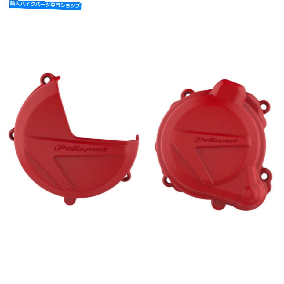 Engine Covers ポリスポートレッドクラッチイグニッションカバーガードプロテクターキットホンダCRF250R 2018-2020 Polisport Red Clutch Ignition Cover Guard Protector Kit Honda CRF250R 2018-2020【並行輸入品】