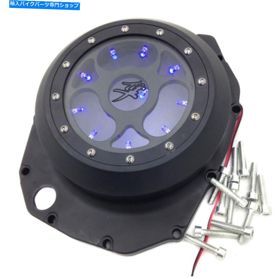 Engine Covers スズキGSXR1300 Hayabusa 99-13 Blacのエンジンクラッチカバーを青いLEDスルーエンジンクラッチカバー Blue LED See Through Engine Clutch Cover For Suzuki GSXR1300 Hayabusa 99-13 Blac【並行輸入品】