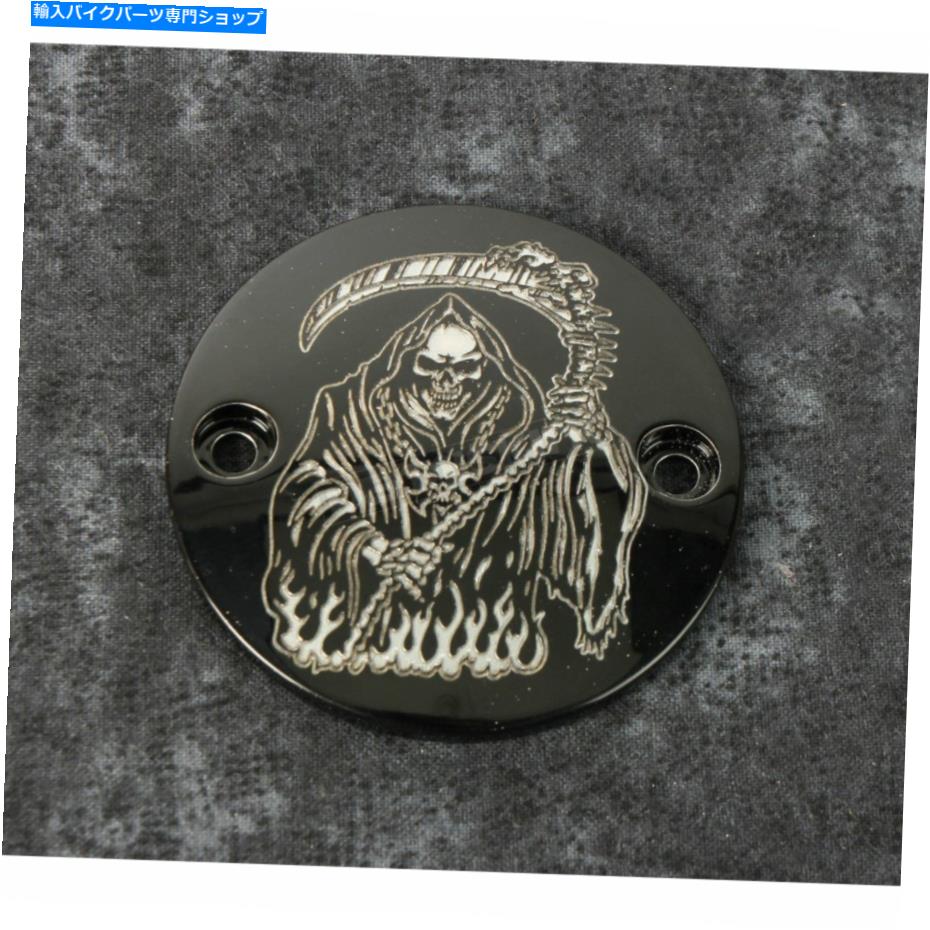Engine Covers Custom Engraving Ltd。ブラックグリムリーパータイミングカバー-Skul18-63bg Custom Engraving LTD. Black Grim Reaper Timing Cover - SKUL18-63BG【並行輸入品】