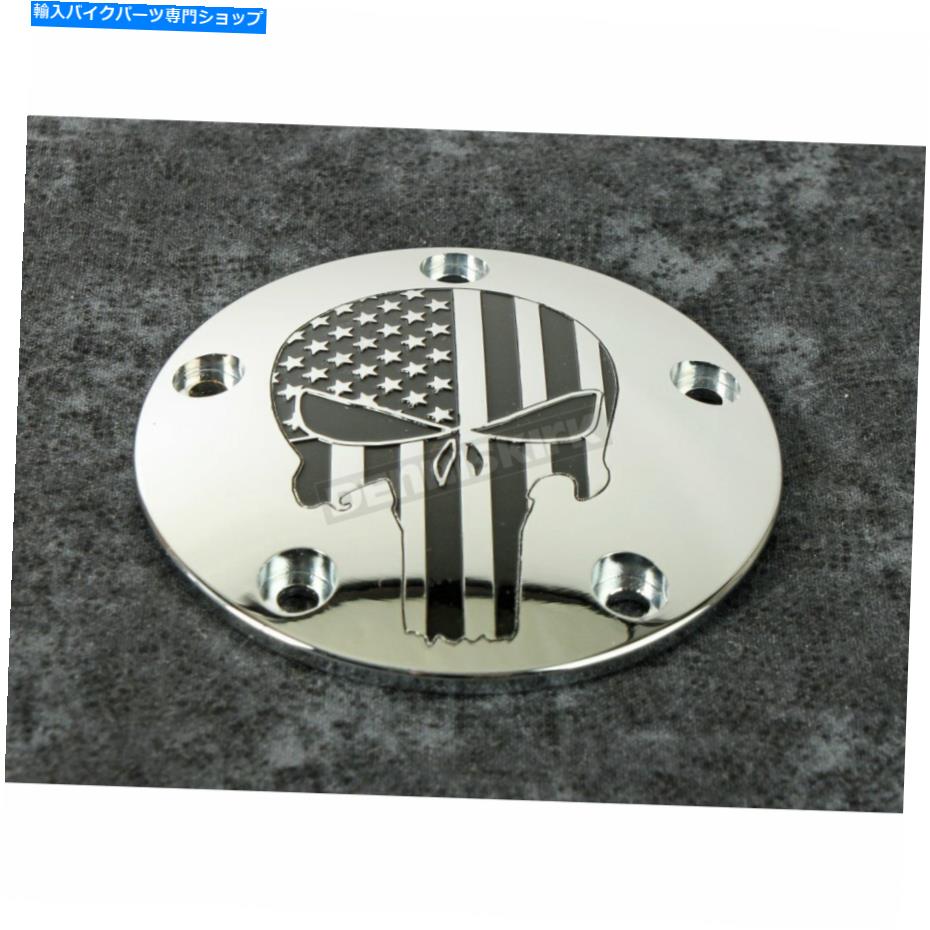 Engine Covers カスタム彫刻ChromeBaclk Stars＆Stripes Punisher Timing Cover -Patr22-04 Custom Engraving Chrome Baclk Stars & Stripes Punisher Timing Cover - PATR22-04【並行輸入品】｜Us Custom Parts Shop USDM