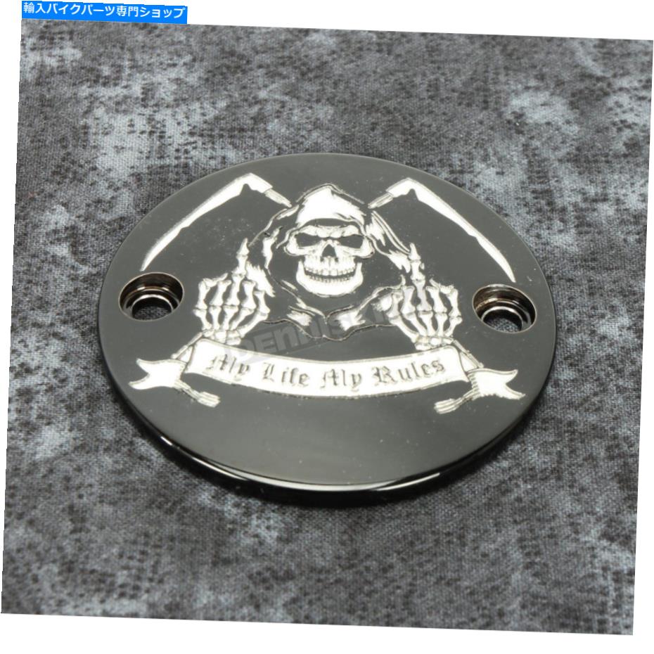 Engine Covers Custom Engraving Ltd。私の人生の私のルールのタイミングカバー-Skul40-63bg Custom Engraving LTD. Black My Life My Rules Timing Cover - SKUL40-63BG【並行輸入品】