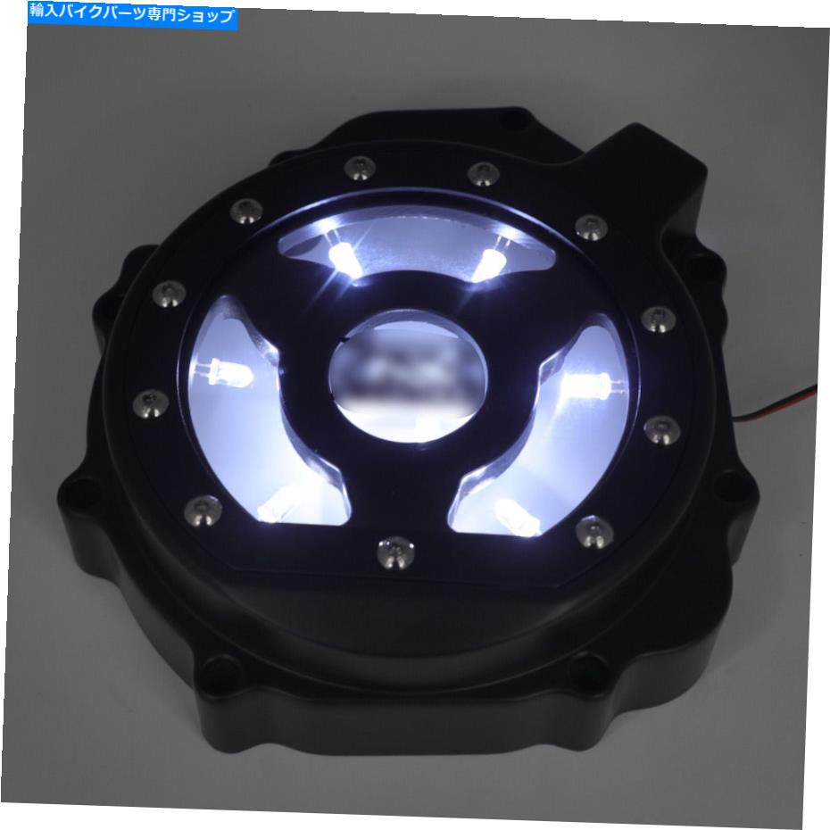 Engine Covers スズキGSXR1000 2005-2008ブラックW/ブルーLED左エンジンステーターカバーガード For Suzuki GSXR1000 2005-2008 Black w/ Blue LED Left Engine Stator Cover Guard【並行輸入品】