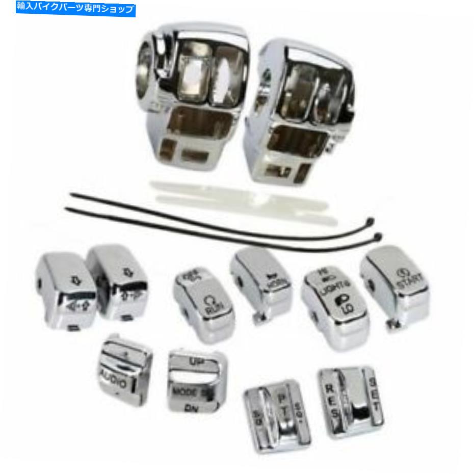 Switches オートバイクロムスイッチハウジングカバー +10pcsボタンキャップハーレーFLTR FLTRU Motorcycle Chrome Switch Housings Cover +10PCS Button Cap For Harley FLTR FLTRU【並行輸入品】