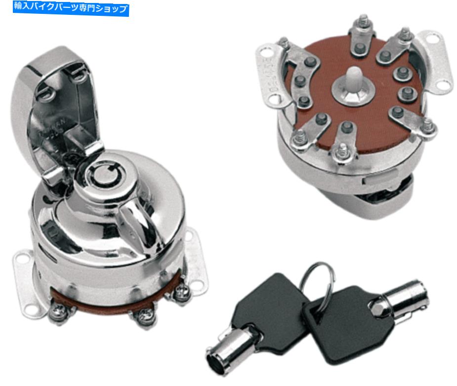 Switches ドラッグスペシャリティ6ポールイグニッションスイッチラウンドキークロムハーレーソフトアイル198 Drag Specialties 6 Pole Ignition Switch Round Key Chrome for Harley Softail 198【並行輸入品】