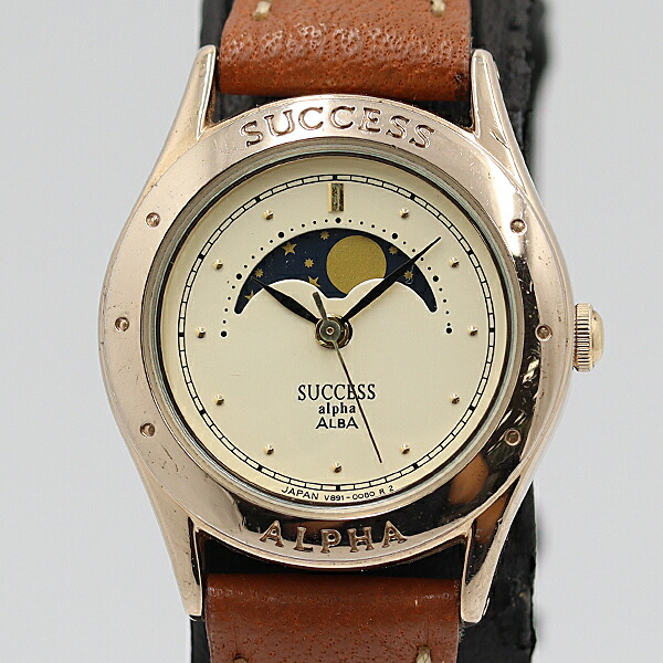 アルバ　セイコー　ムーンフェイズ　SUCCESS　VINTAGE　デッドストック Seiko Alba Success Vintage Moon Phase Quartz Watch セイコー