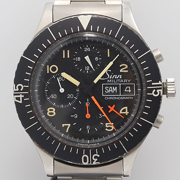 デッド店卸し資産級 箱/一こま2付 働く 良品 ジン ミリタリー クロノグラフ 91347 AT/自動小銃巻 黒文字盤 2DIT メンズウオッチ OGH 10505ABC0066220